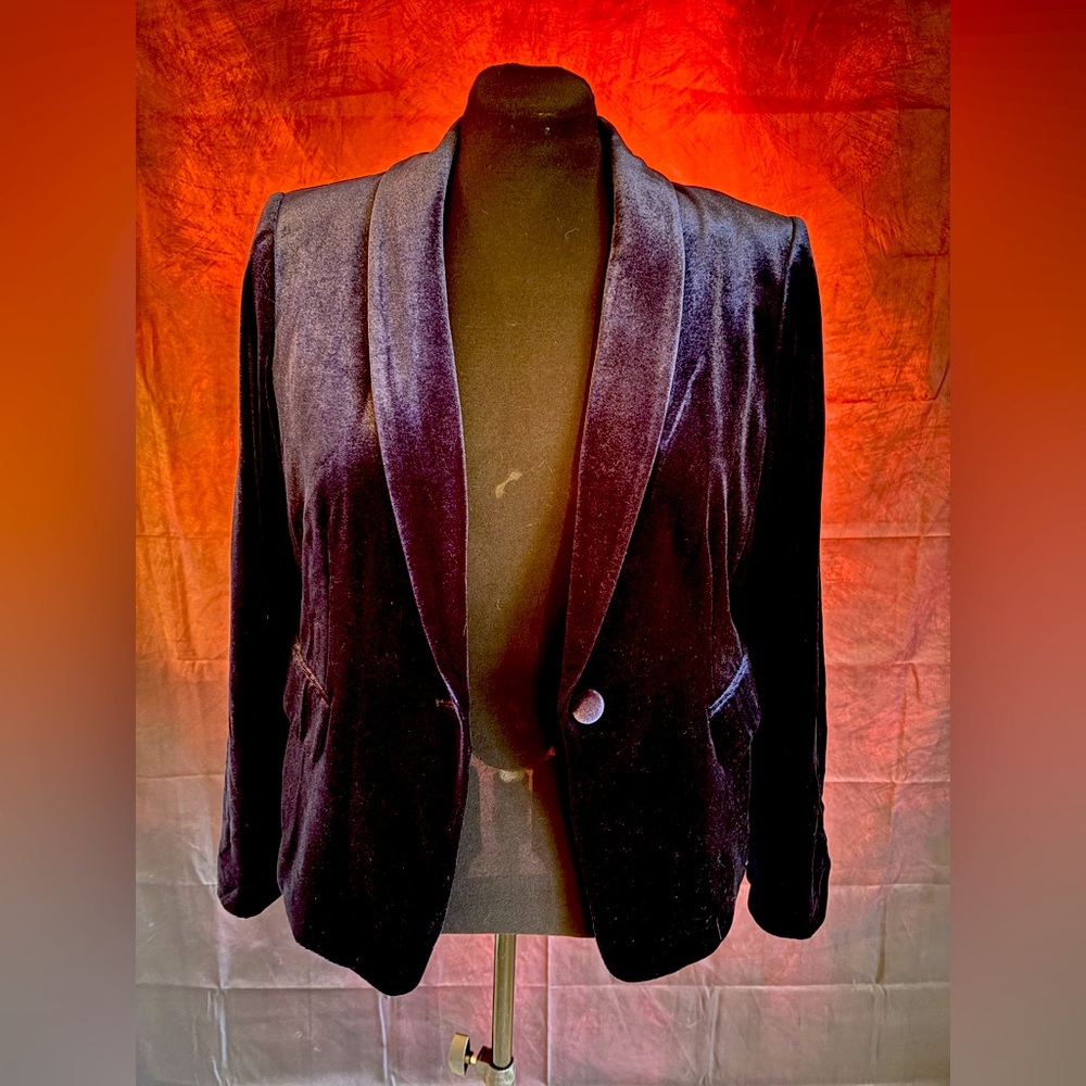 Tahari Plus Size Blue Velvet Jacket Professional Women’s Blazer Suit Top